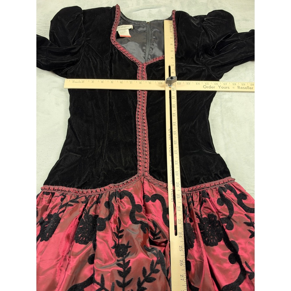 Vintage 80s Scott McClintock Velvet Dress Women 8 Pink Flocked Goth Prom USA - Picture 5 of 12